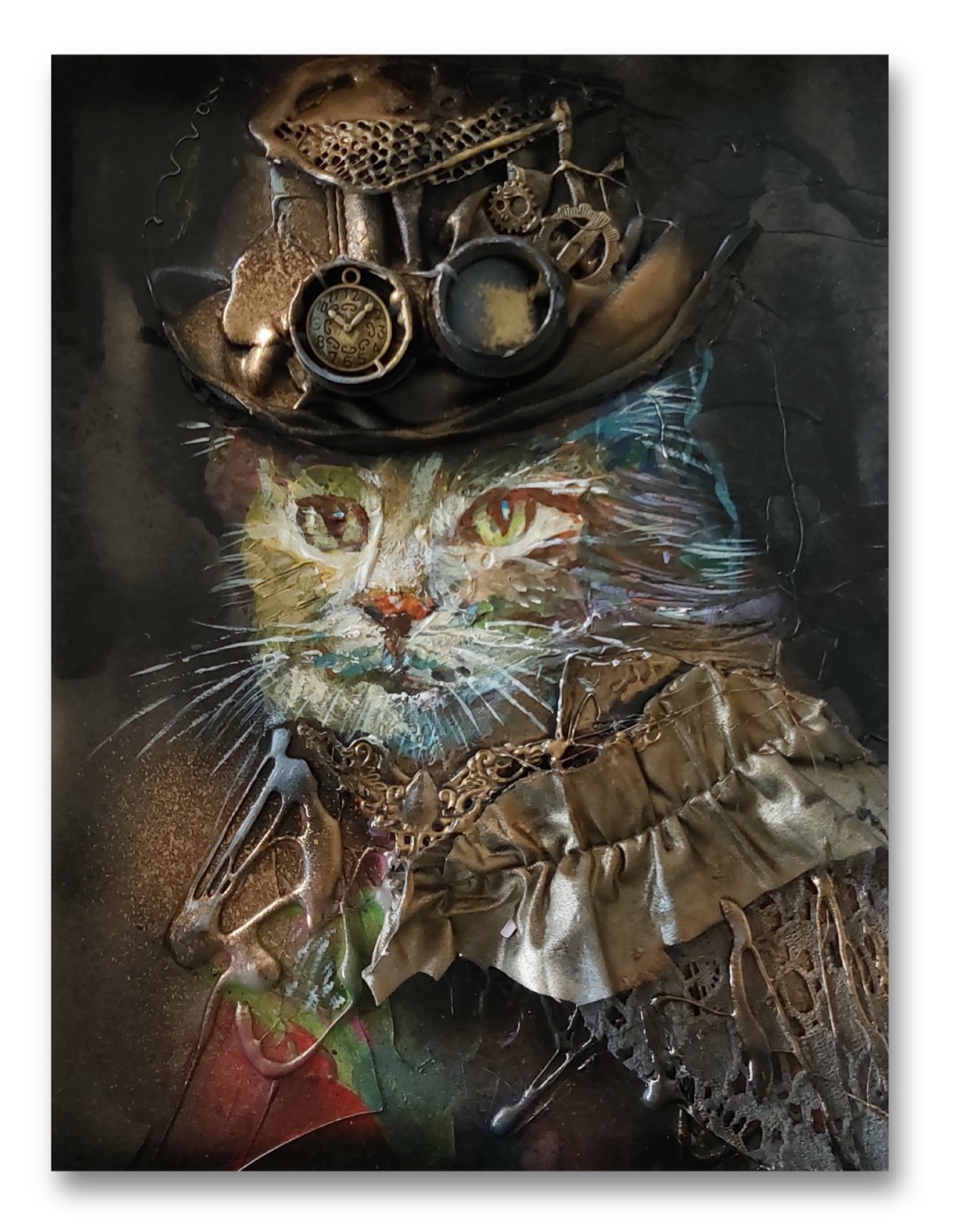 Artwork The Golden Cat as a steampunk collage by Irina Gerhardt